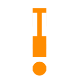 Stylized orange exclamation mark and car design