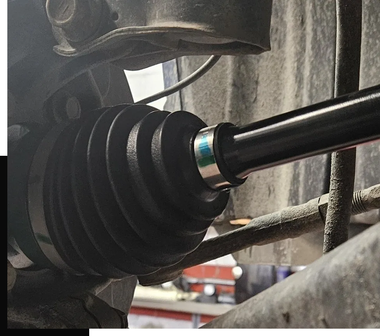 Detailed view of vehicle CV joint