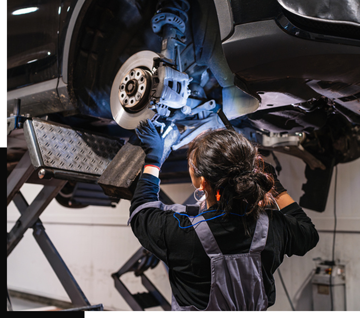 Car maintenance in garage