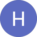 Blue circle with white letter H