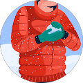 Winter scene with snowball ready