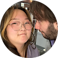 Two people in a close selfie
